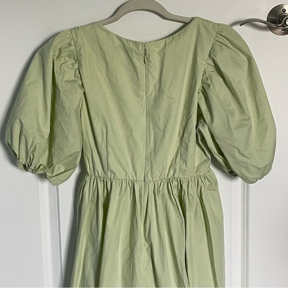 Abercrombie & Fitch Green Cinch-Front Puff Sleeve Poplin Mini Dress 35756 - Picture 10 of 14